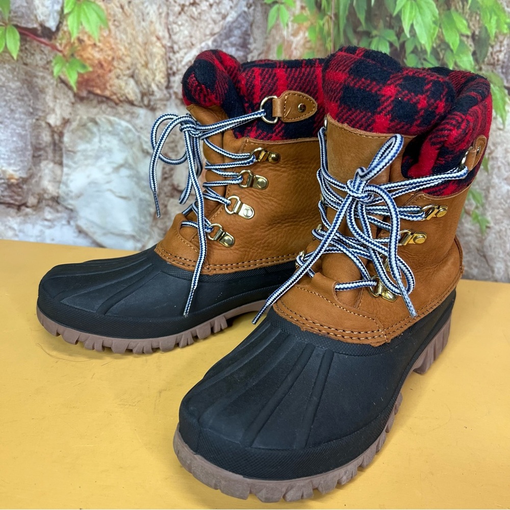 J. CREW Waterproof Leather and Rubber Duck Boots "Perfect Winter Boots" Style, 8 - Picture 4 of 13